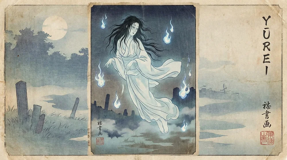 Yūrei fantôme japonais, illustration du folklore japonais Dai Yokai Bretagne