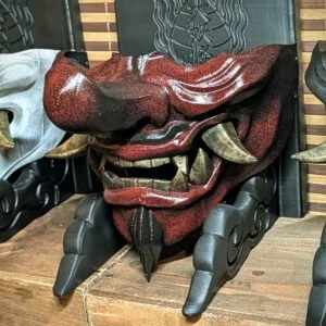 Demi-Masque Mempo Tengu 4 Couleurs, demi-masque japonais fait main par Dai Yokai
