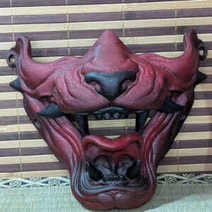 Demi-Masque Neko Hannya Chat Démon, demi-masque japonais fait main par Dai Yokai