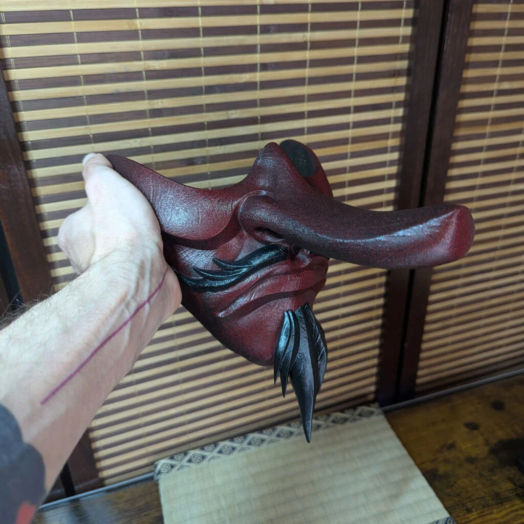 Hand-painted Tengu half-mask