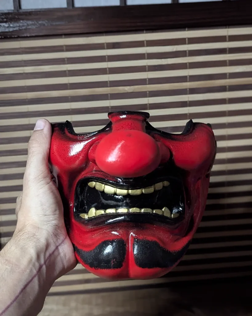 Traditional red Tengu half-mask