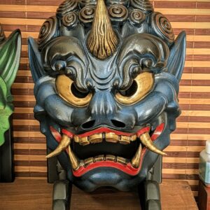 Masque Oni Fujin Bleu, masque japonais fait main par Dai Yokai