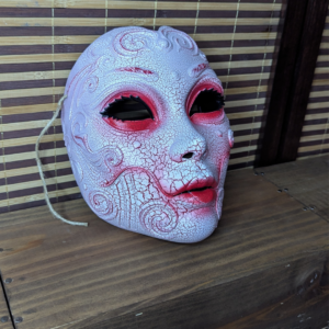 Masque Geisha Horror Articulé, masque japonais fait main par Dai Yokai