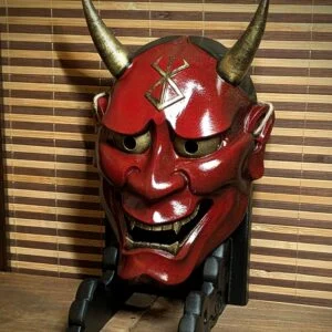 Masque Hannya Berserk Rouge, masque japonais fait main par Dai Yokai