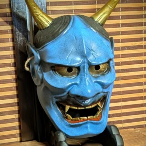 Masque Hannya Bleu, masque japonais fait main par Dai Yokai