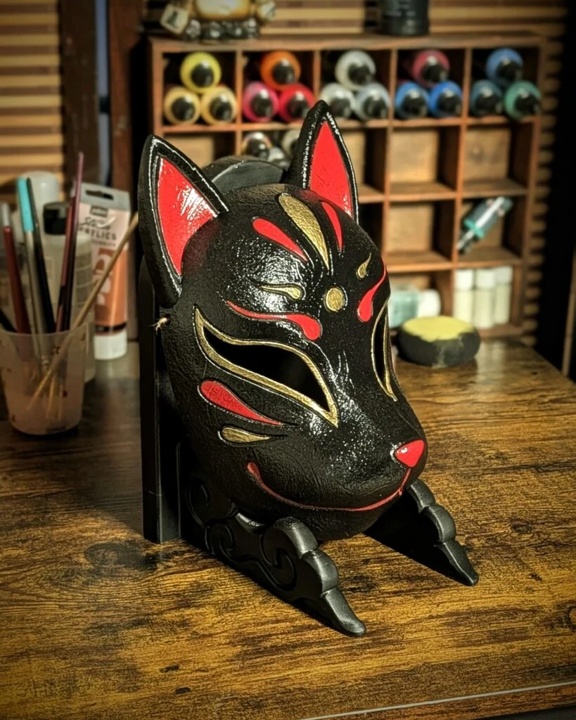 Modern Black Kitsune Mask: The Shadow Fox Reimagined