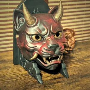 Masque Nekomata Chat Démon Japonais, masque japonais fait main par Dai Yokai