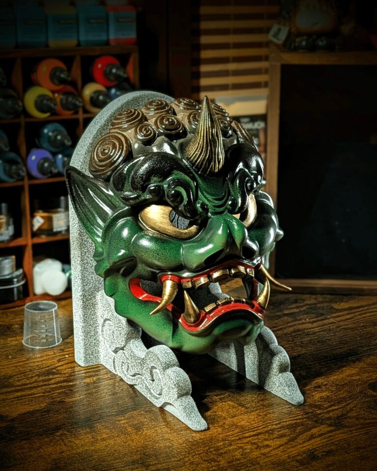 Masque Oni Fujin, masque japonais fait main par Dai Yokai