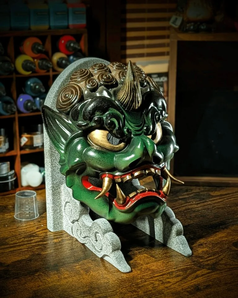 Masque Oni Fujin, masque japonais fait main par Dai Yokai