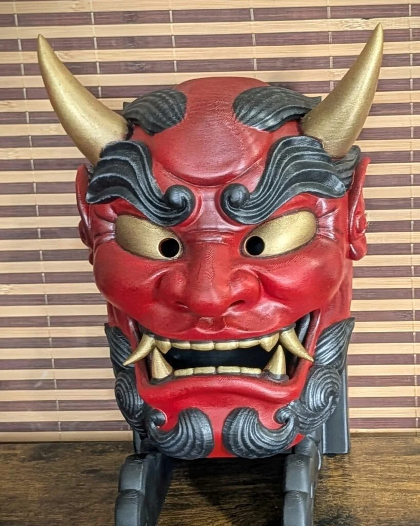Traditional Oni Gawara Mask - Intense Red (Home Protector)
