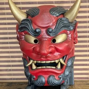 Masque Oni Gawara Rouge, masque japonais fait main par Dai Yokai