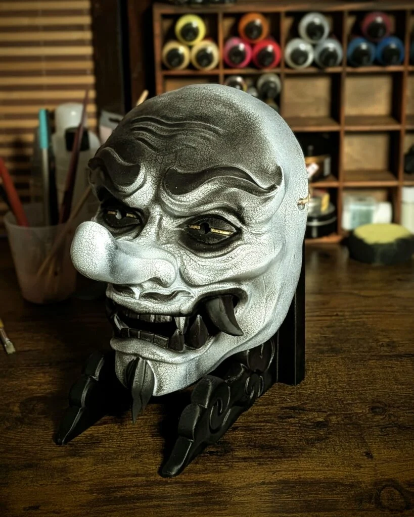 White Tengu Mask - Handmade Japanese Demon Mask