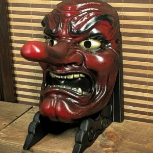 Masque Tengu Rouge Traditionnel, masque japonais fait main par Dai Yokai