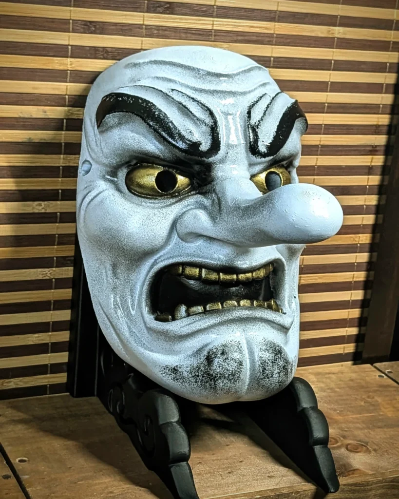 Handmade White Traditional Tengu Mask