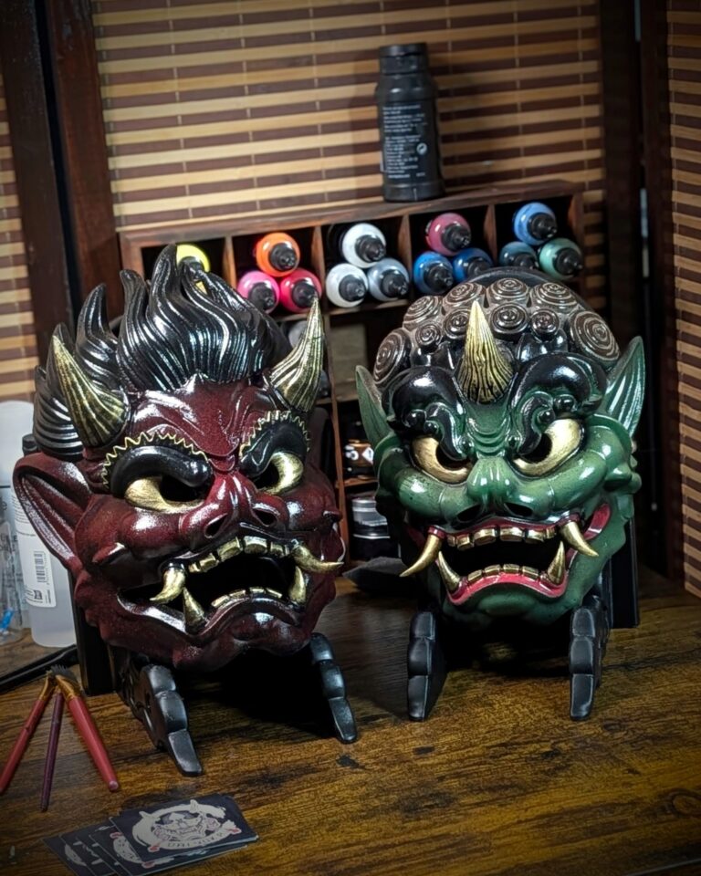 Pack Duo Oni Raijin & Fujin, pack de masques japonais par Dai Yokai