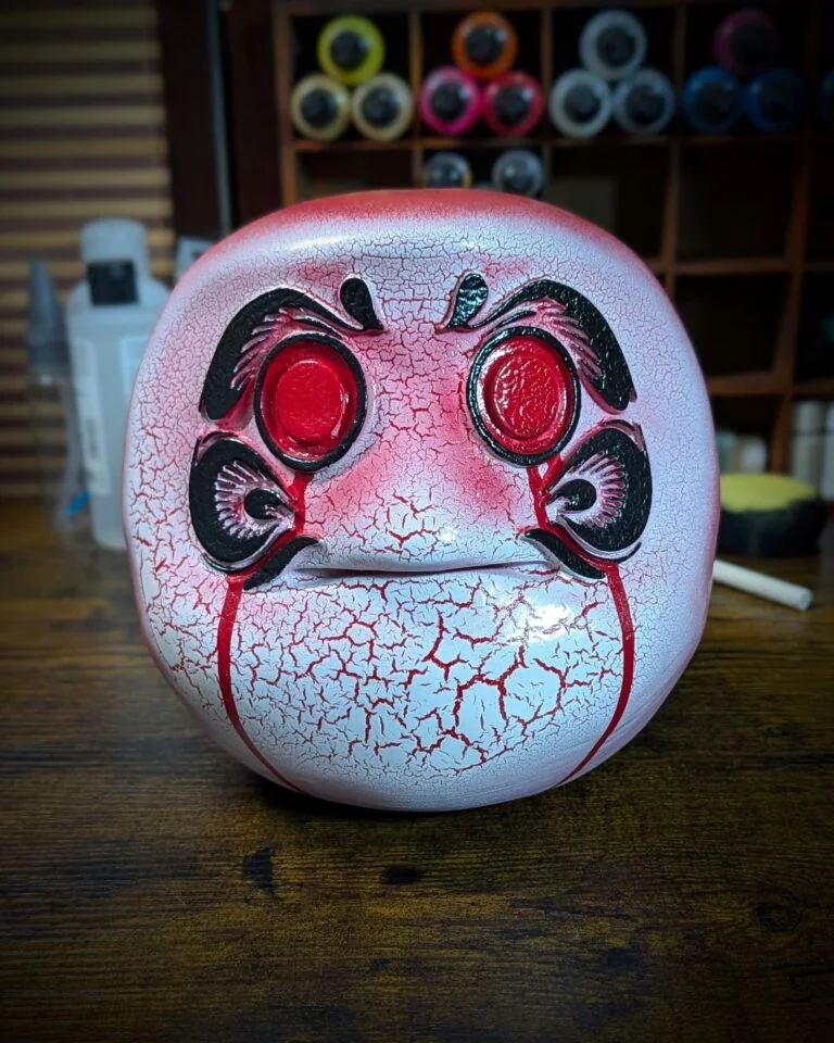 Statue Daruma Blood Rage Décoration Japonaise, statue japonaise décorative par Dai Yokai